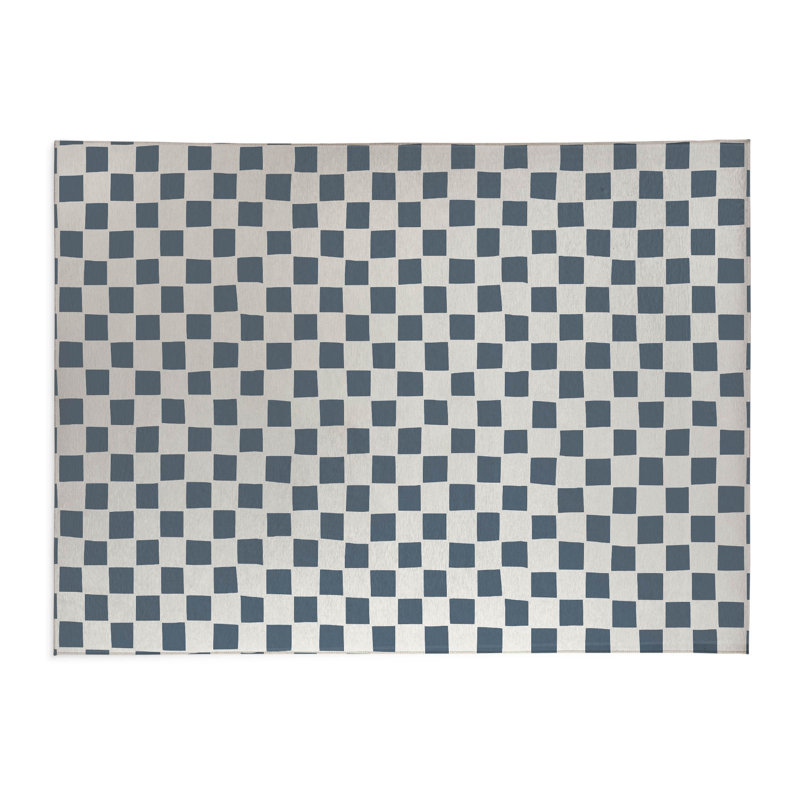 Paillasson damier, Bleu, L 48 po x L 72 po