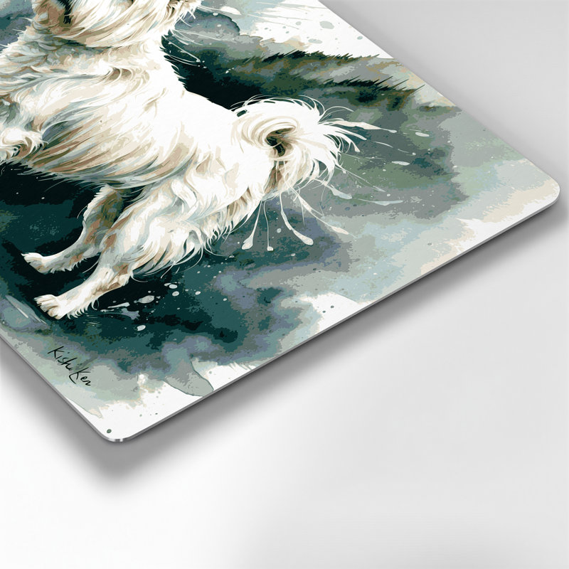 Chiens, art mural beige en métal Kishu Ken, H 11 po x l 14 po