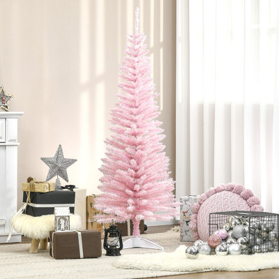 Arbre de Noël artificiel, arbre de Noël mince avec 499 extrémités de branches réalistes et support en plastique
