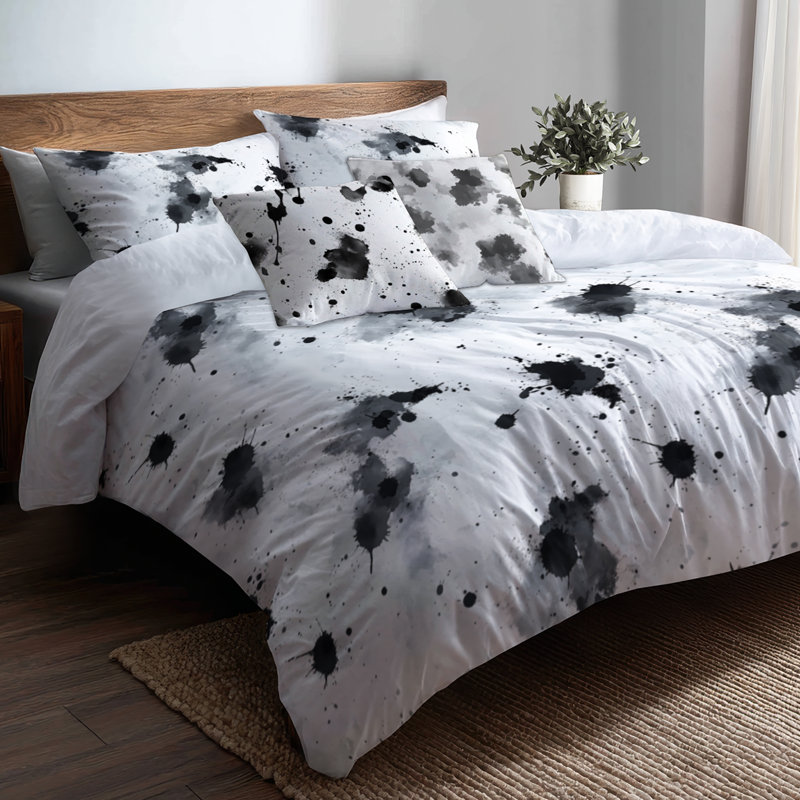 Ensemble de literie abstraite 6 pièces - Ensemble de literie et de coussins Modern, Queen Comforter + 5 Additional Pieces