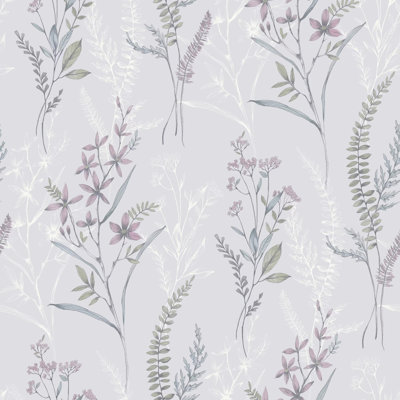 SAMPLE-Fresco Jasmin Botanical Floral Mauve Wallpaper