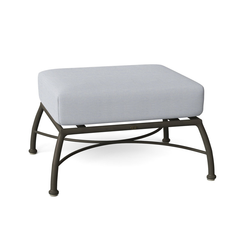 Majorca Outdoor Ottoman with Cushion, Linen Chambray, No Welt