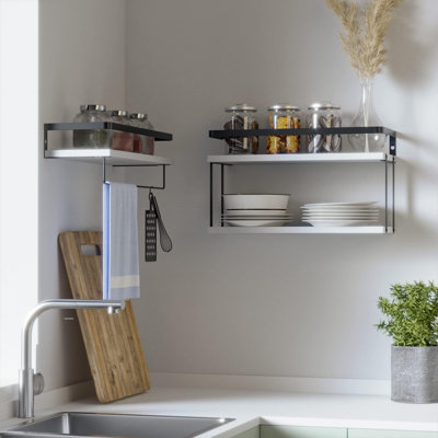 Purefoy 3 Piece Wood Floating Shelf with Towel Bar