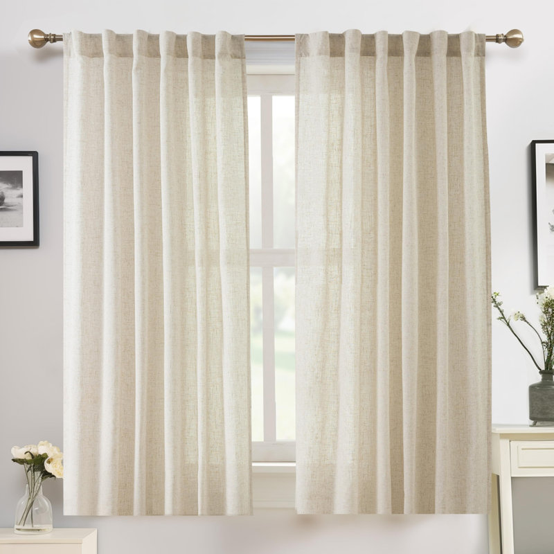 Paire de rideaux semi-transparents avec passe-tringle Janie, Lin clair, L 52 po x L 54 po