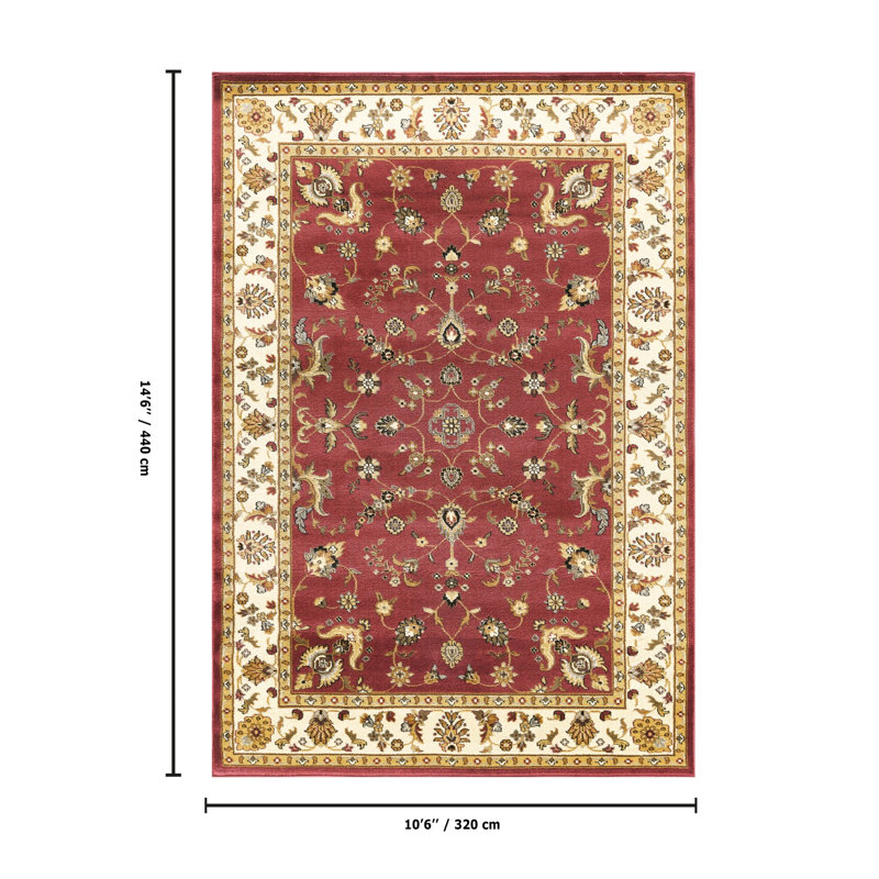 Tapis rouge de style classique 126 po x 174 po en polypropylène avec motif intégral pour une ambiance chaleureuse et une décoration profonde et large