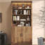 Bibliothèque moderne de 83,4 po de hauteur avec portes, bibliothèque avec tablettes réglables à 3 niveaux, tablettes avec éclairage à DEL, grande armoire de rangement pour le salon, bureau à domicile
