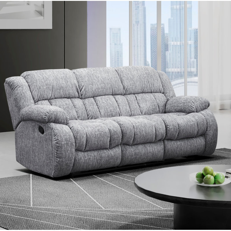 Grovetown 88'' Pillow Top Arm Reclining Sofa, Gray 100% Polyester