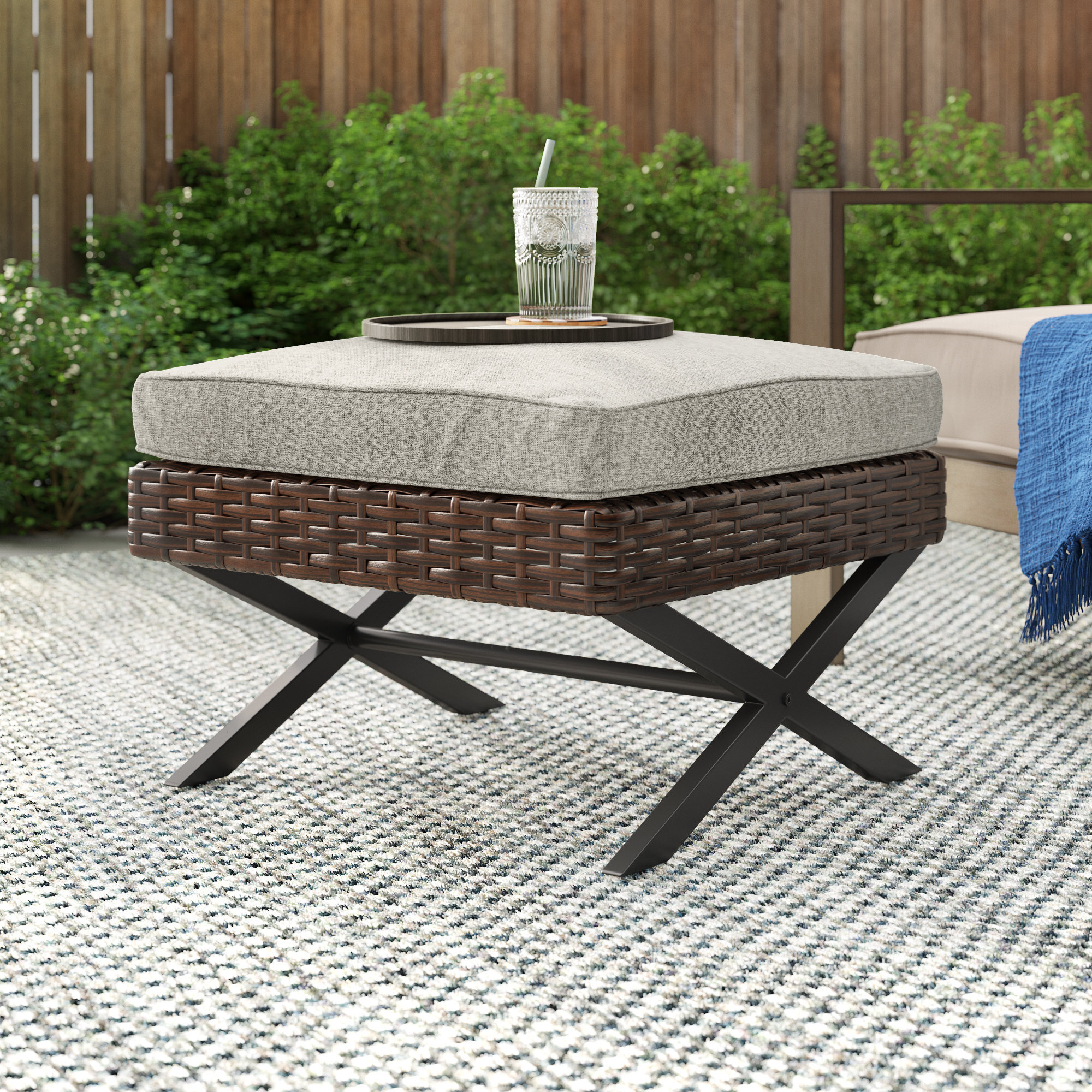 Mercury Row® Boydston Outdoor Ottoman with Cushion "& Reviews" | Wayfair