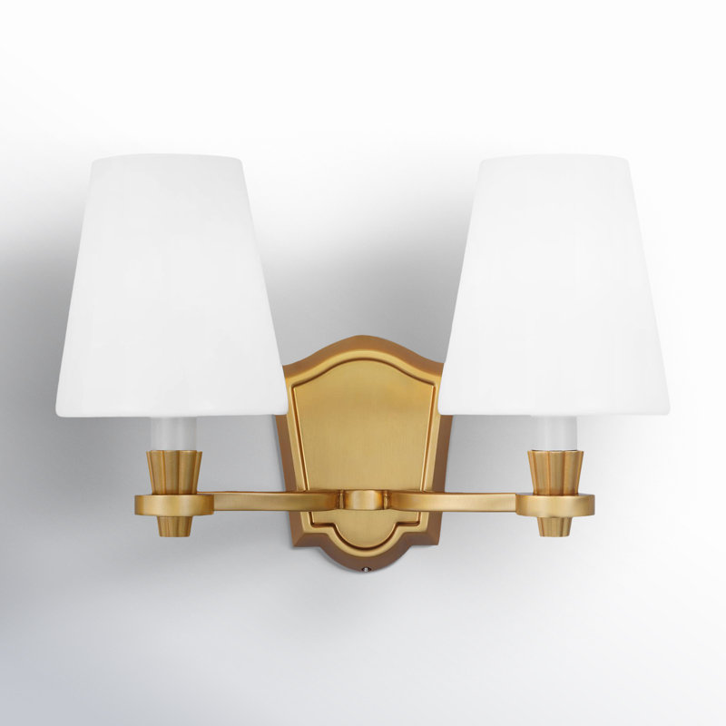 Isla 2 Light Alabaster Dimmable Vanity Light, Burnished Brass