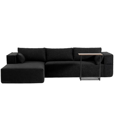 Ensemble de canapé modulaire de 112 po avec table de bout libre, sièges spacieux, entièrement pliable, tissu infroissable avec fauteuil inclinable, combinaison libre, canapé en L, aucun assemblage requis, 3 couleurs