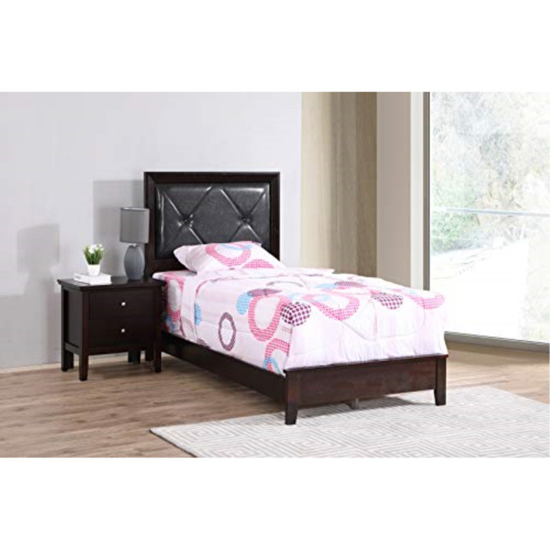Chataignier Vegan Leather Standard Bed, Twin, Cappuccino