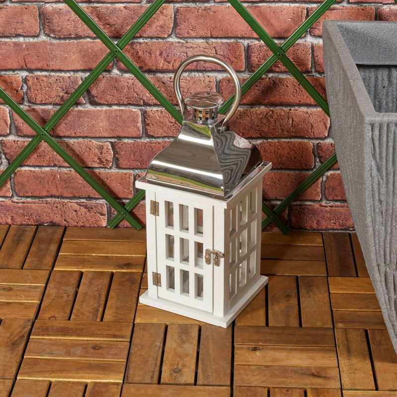 Tabletop Lantern, 39cm H x 17cm W x 17cm D	
