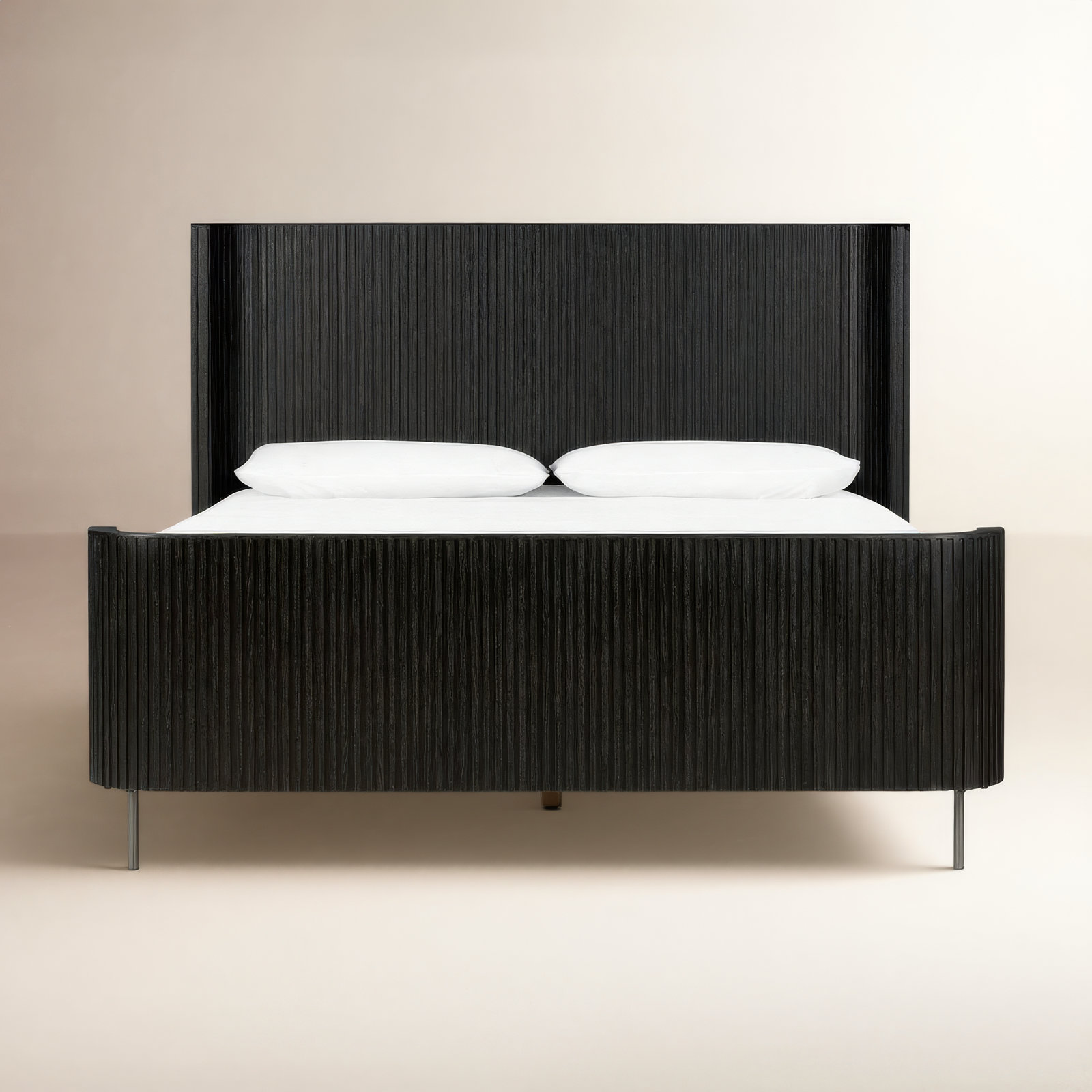 Geira Solid Wood, Manufactured Wood Wingback Bed, Queen