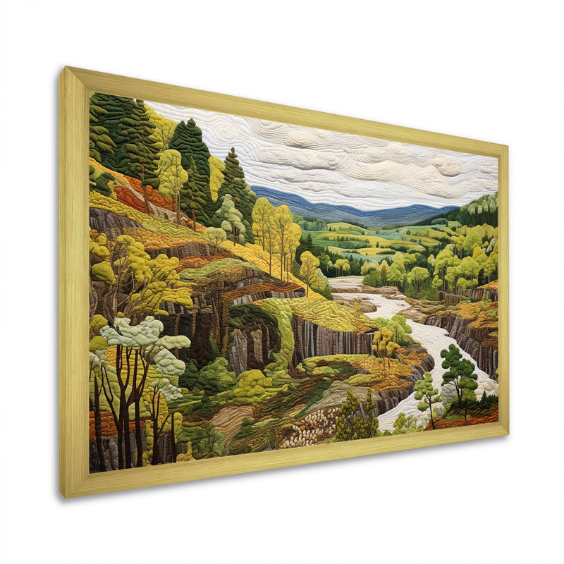 «Green Wondering Pastoral Harmony» sur impression sur toile, H 12 po x l 20 po x P 1 po, Cadre doré simple