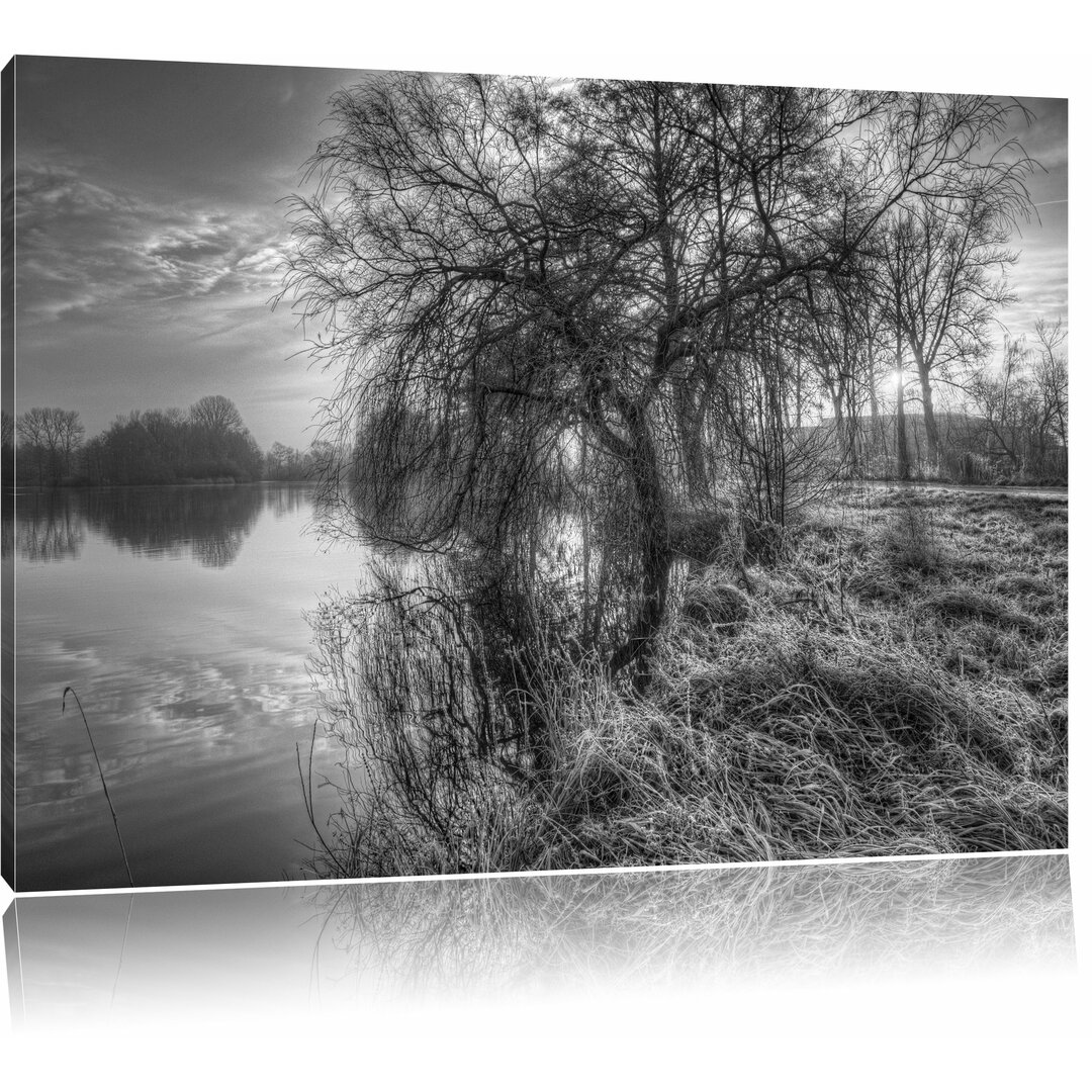 Leinwandbild „Herbstliche Landschaft im Morgengrauen“, Fotodruck