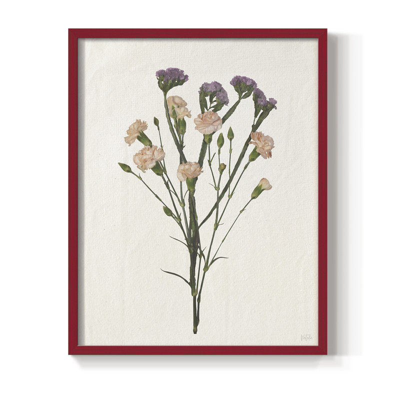 «Organic Floral III», reproduction encadrée - bois massif, H 30 po x l 24 po, Rouge