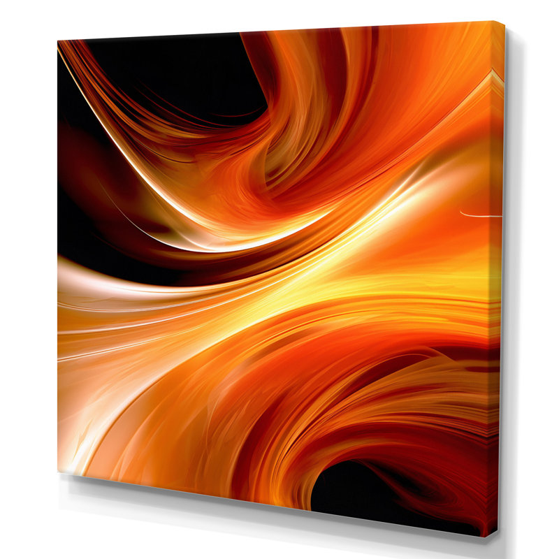 Motif abstrait orange fractal chaleureux IV, H 32 po x l 24 po x P 1 po, Toile tendue