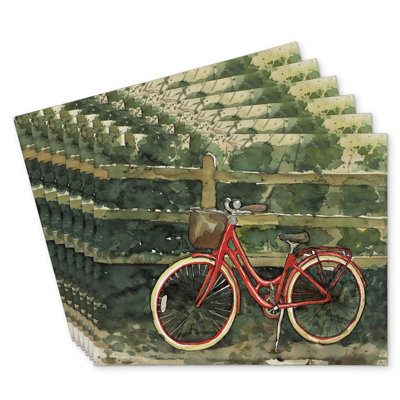 East Urban Home Riding in the Woods Bicycle Polyester Eiver | Set of 6