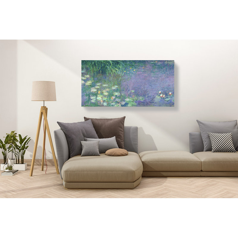 Water Lilies: Morning by Claude Monet - Wrapped Canvas Painting, 50cm H x 100cm W x 4cm D