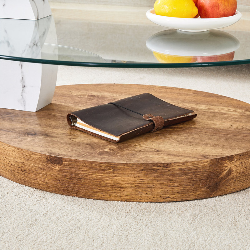 Double Layer Coffee Table, White/Wood