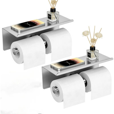 Paquet de 2 porte-papier hygiénique double avec tablette