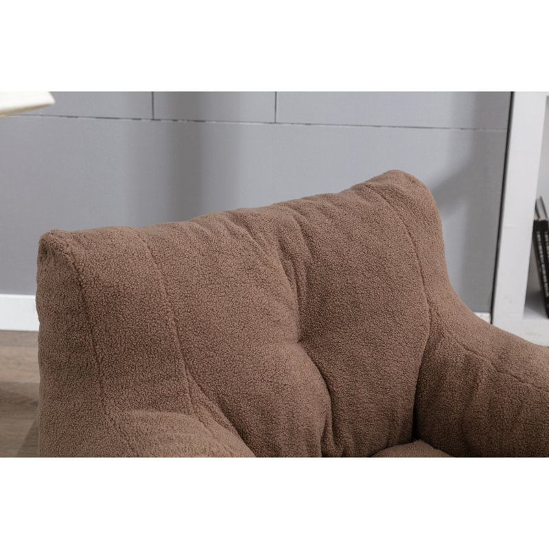 Fauteuil à billes en peluche de taille moyenne pour adulte avec rembourrage en mousse, Peluche café