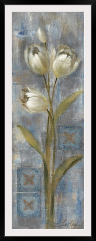 «Early Spring III» par Silvia Vassileva, reproduction d'art, H 56 po x l 24 po x P 1 po, Cadre noir