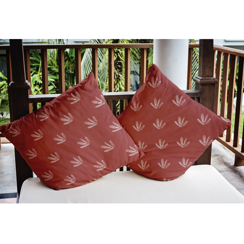 Coussin décoratif à motif intérieur / extérieur, 16 po x 16 po, Rouge