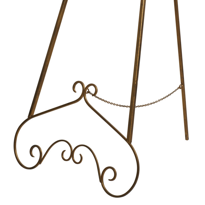 Opalo Gold Metal Large Free Standing Adjustable Display Stand Scroll Easel with Chain Support, 68" H x 33" W x 23" D