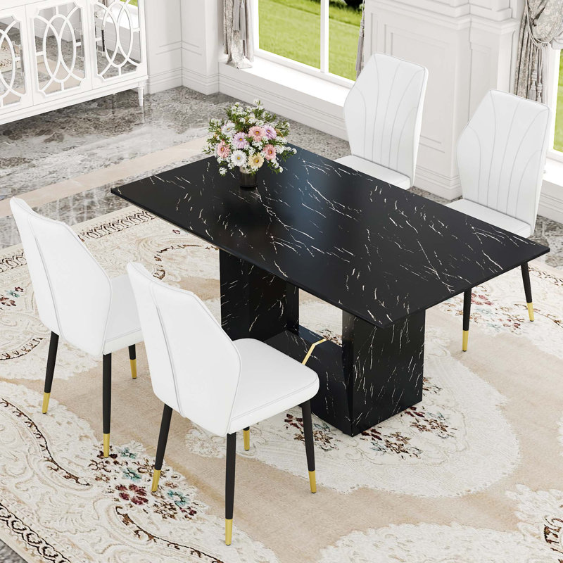 Ensemble de table et de chaises. Ensemble de salle à manger Marble, Blanc