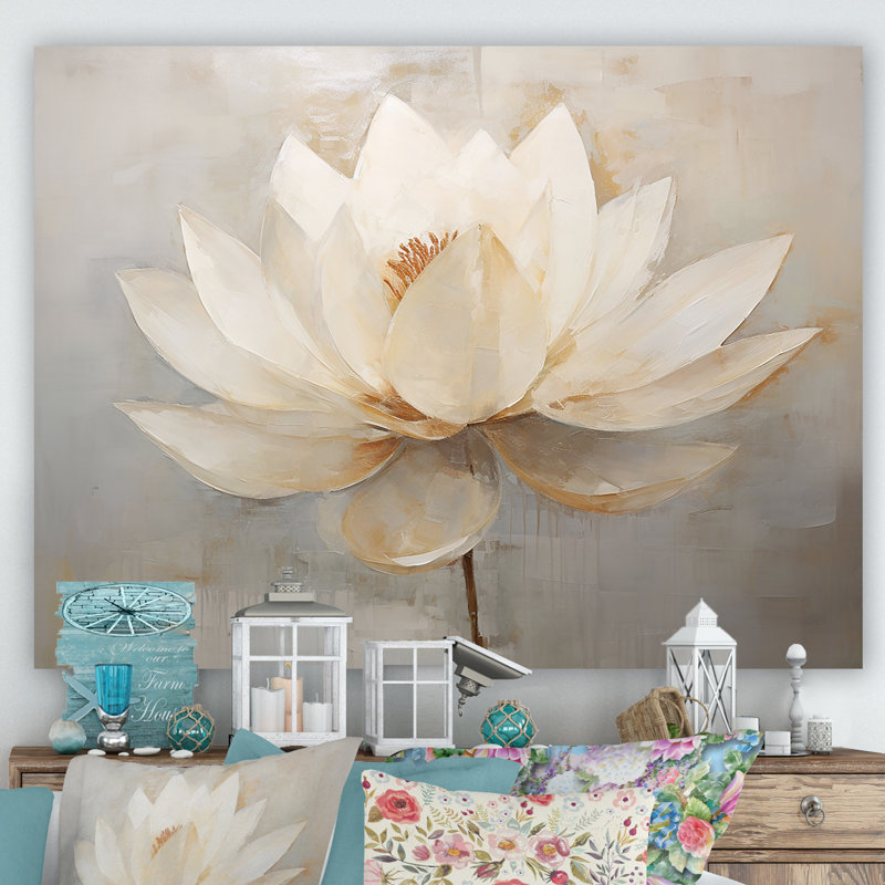 Antique Lotus Connection III - Art mural sur toile Lotus, Toile tendue, H 12 po x l 20 po x P 1 po
