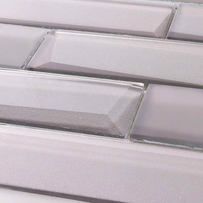 Remington 2x6 Polished Glass Subway Mosaic Tile, Sepia Gray