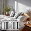 Ensemble d'édredon à rayures 6 pièces - Rayures de frêne noir et gris modernes avec taies décoratives et coussins décoratifs-132020215