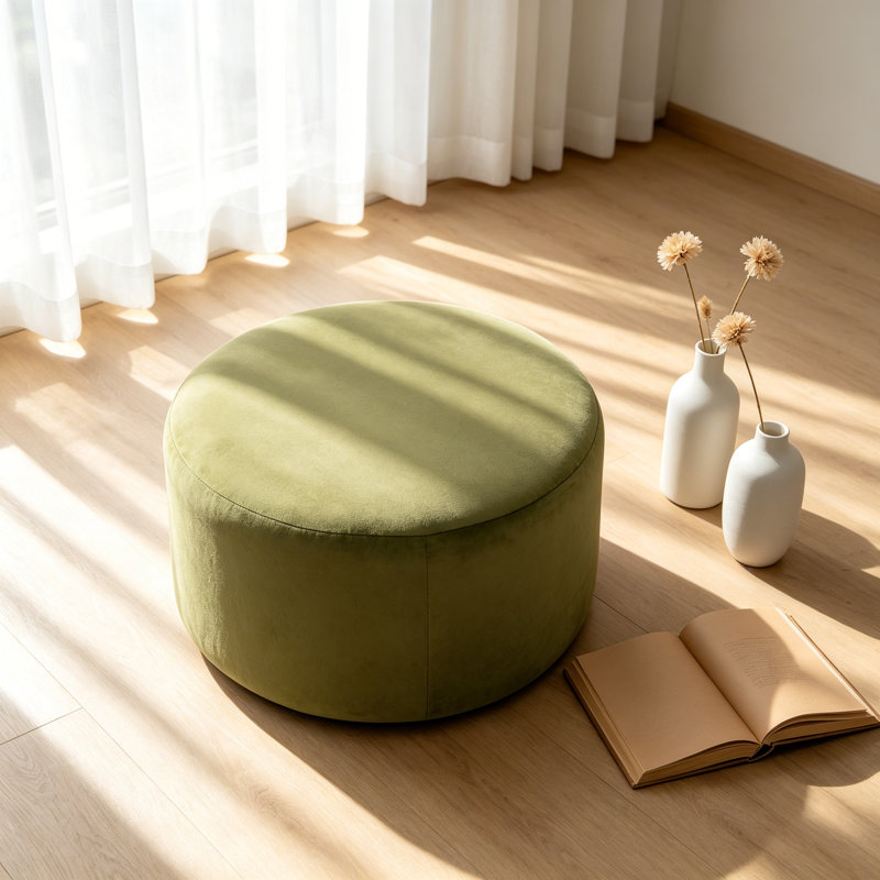 Ottoman, Olive Green Corduroy