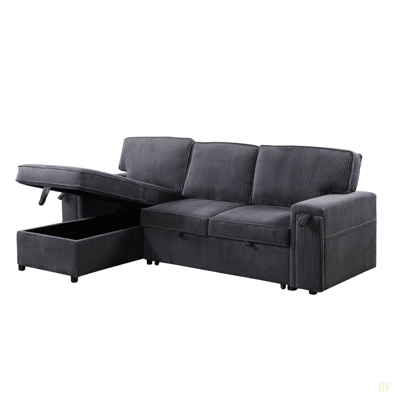 Canapé-lit modulaire avec espace de rangement Upholstery, Gris chenille