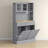 68" Kitchen Pantry Storage Cabinet With Charging Station, 2 Tilt Out Trash Cabinets And Microwave Stand, Freestanding Kitchen Hutch With Glass Doors And Adjustable Shelf, Gray-1000883139