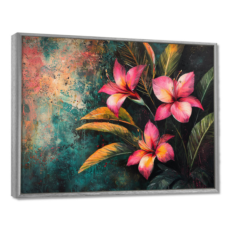 Matzke - Floral Large Wall Art, H 34 po x l 44 po, Cadre flottant, Argent argent