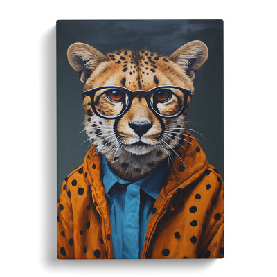 Cheetah With Glasses - Print on Canvas