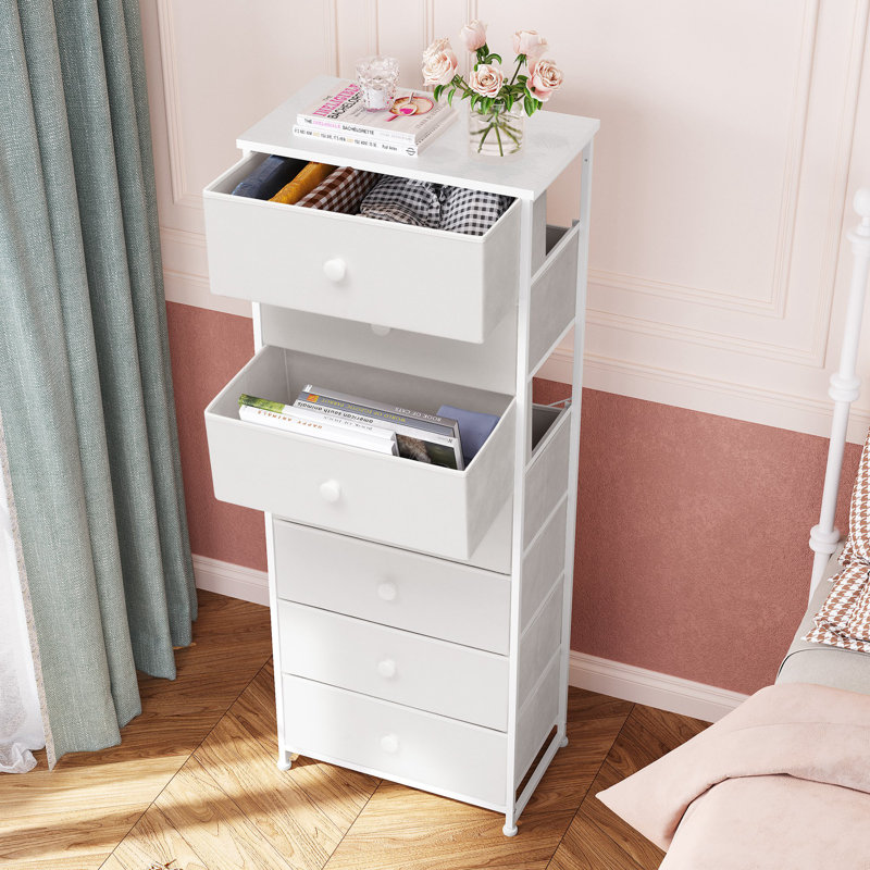 Commode 7 tiroirs l 19,69 po Caelyn, blanc, Blanc