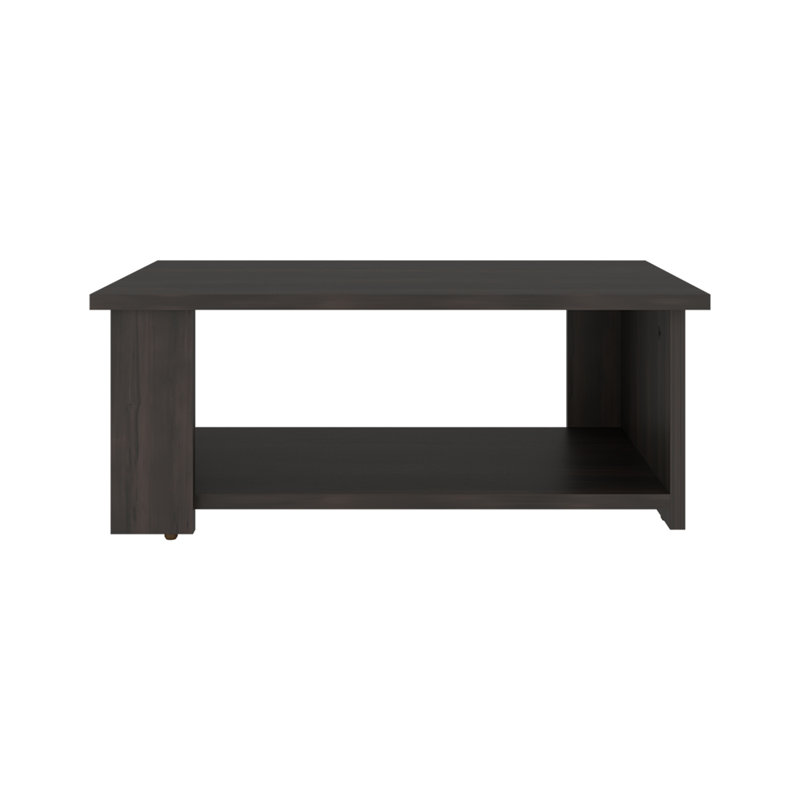 Modern Accent Coffee Table with Lower Storage Ledge, Dark Walnut