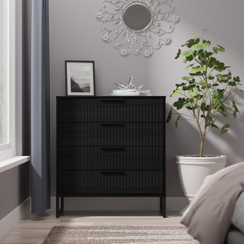 Bernat 77cm W 4 - Drawer Chest of Drawers, Black