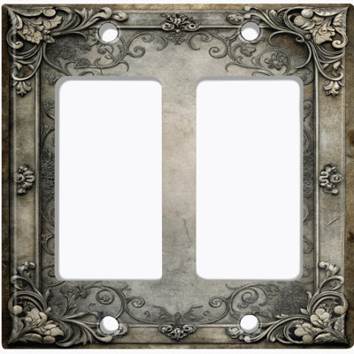 Couvercle de plaque d'interrupteur en métal; Format standard américain - image imprimée d'un cadre floral
