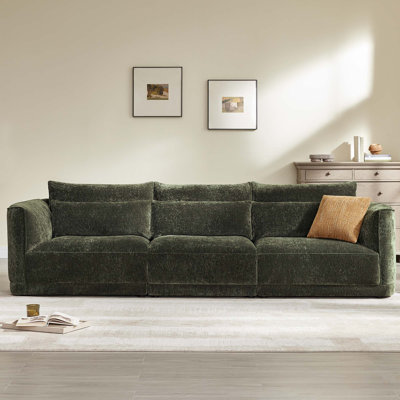 119'' 3-Seat Modular Curved Chenille Sofa with Down-Filled Cushions