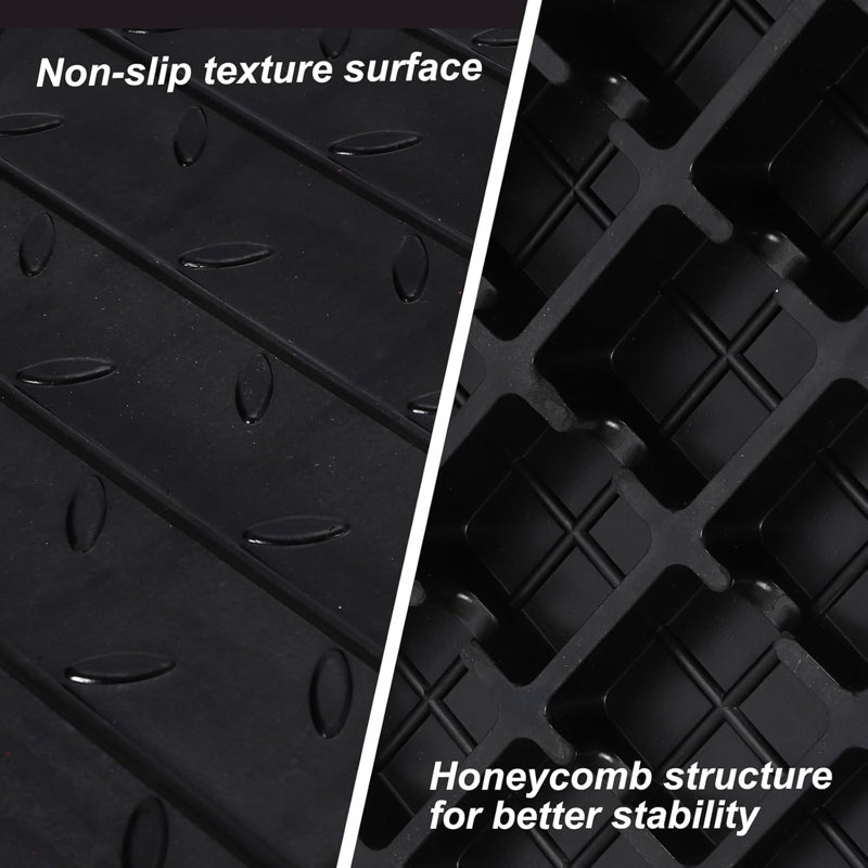 2 Pack Heavy Duty Rubber Threshold Ramp for Wheelchairs, Scooters, Cars & Bikes – 4" Rise, Non-Slip, 1134kg Capacity, Cable Groove – Perfect for Doorways, Steps – 19.7x12.6x4 mm, Single Groove