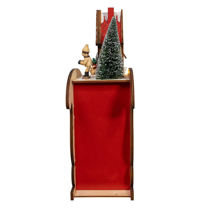 Kurt Adler 13.77-Inch Battery Operated LED Lighted Sleigh With Village Scene Table Piece