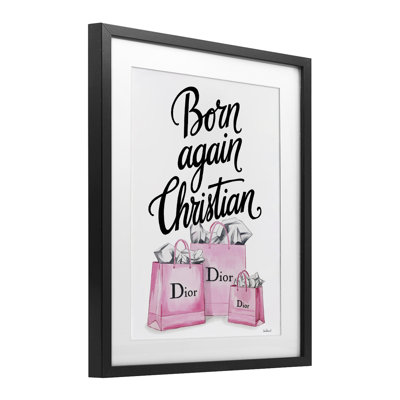 Pink Bags Born Again Christian Framed Print Under Glass, design by Amanda Greenwood