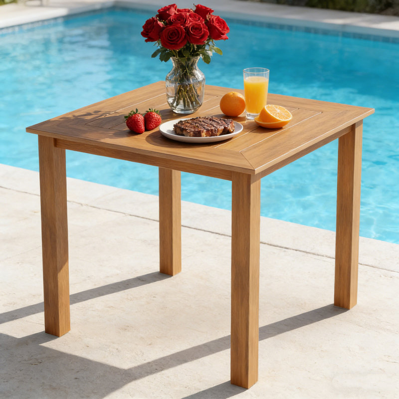  6 - Person All Weather Outdoor Table and Chairs 8 Pieces Patio Dining Sets Outside Furniture With Aluminum Frame HIPS Modern Patio Dining Set For Outside Backyard/Porch/Deck, 2-Tables 6-Chairs, Teak