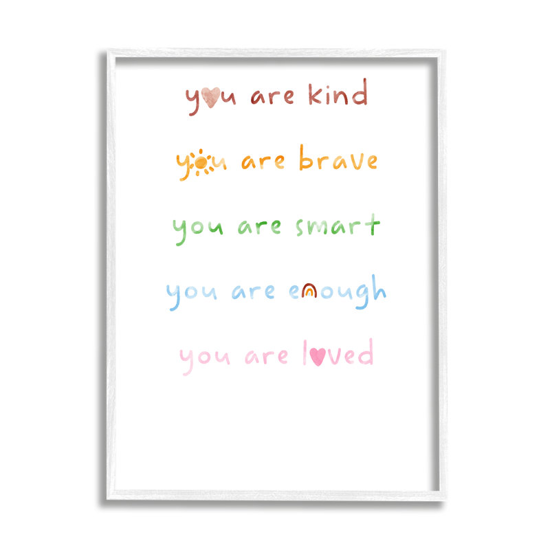 Affirmations de soi cmw-059, art mural personnalisé, Cadre simple blanc, H 20 po x l 16 po, Oui