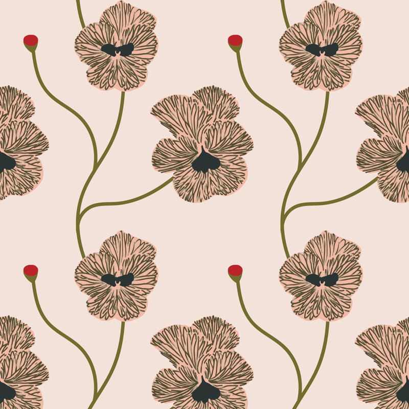 Papier peint Flourish, Rose quartz, Non encollé, Faux Grasscloth