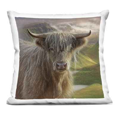Butterscotch Highland Cow Decorative Printed Throw Pillow design by Collin Bogle